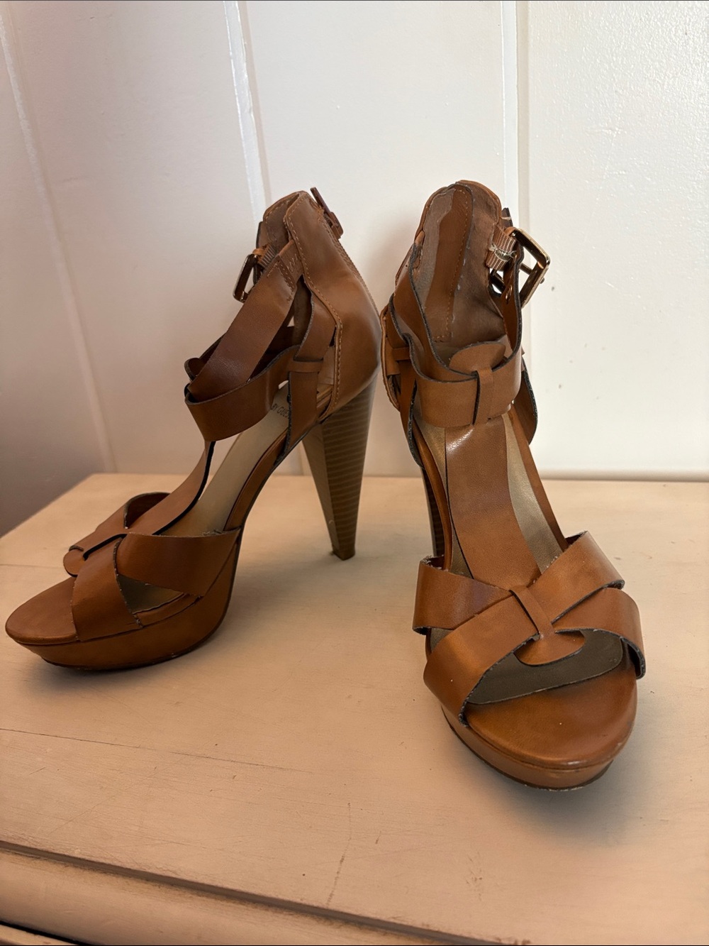 Women’s Strappy High Heel Sandals - Brown - Picture 2 of 7